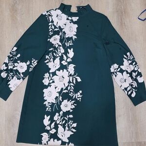 Zara Green and White Floral Mini Dress